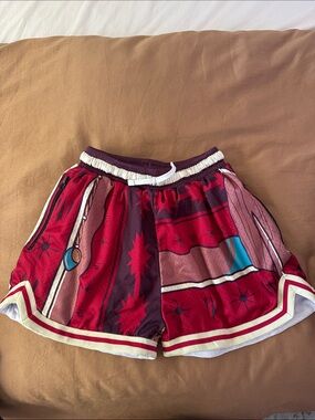 Project X/ Savs Moana Thened Women's Red Patterned Athletic Shorts